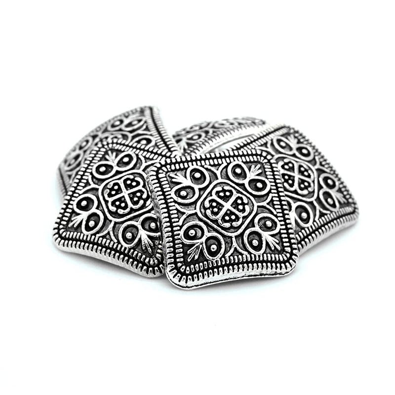 vingol 6 PCS Antique Silver Flower Decorative Metal Buttons for Sewing Crafts Clothes Decoration (Square Silver 13mm) - Image 2